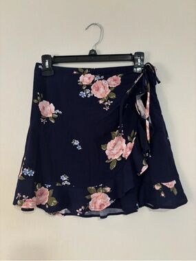 Altar’d State Skirt Women’s Size Small Navy Blue Floral Pink Wrap Skirt NEW